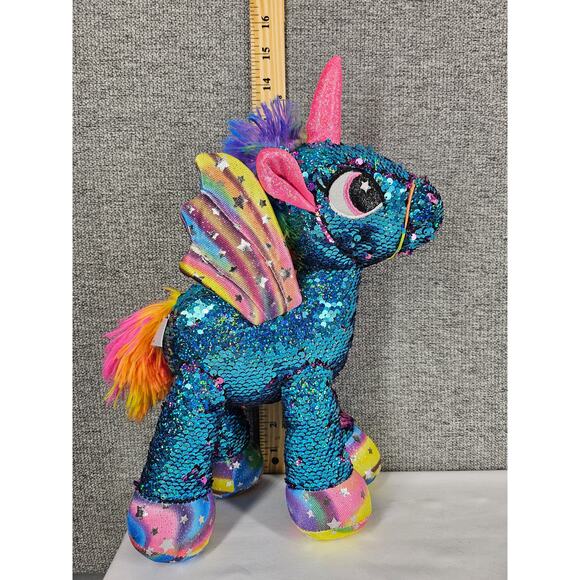 ATHOINSU SENSORY UNICORN PLUSH TOY DUAL COLOR SEQUIN SPARKLE 12" STUFFED ANIMAL - Picture 8 of 10